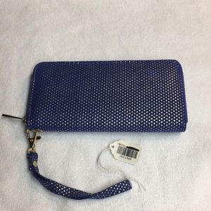 2 Chic Blue & Gold Wallet/Wristlet